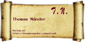 Thomae Nándor névjegykártya